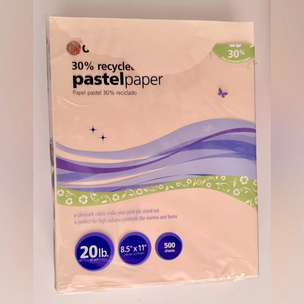 OFFICEMAX Ivory 20 lb. 8.5”x11” Recycled Pastel Paper Pack
